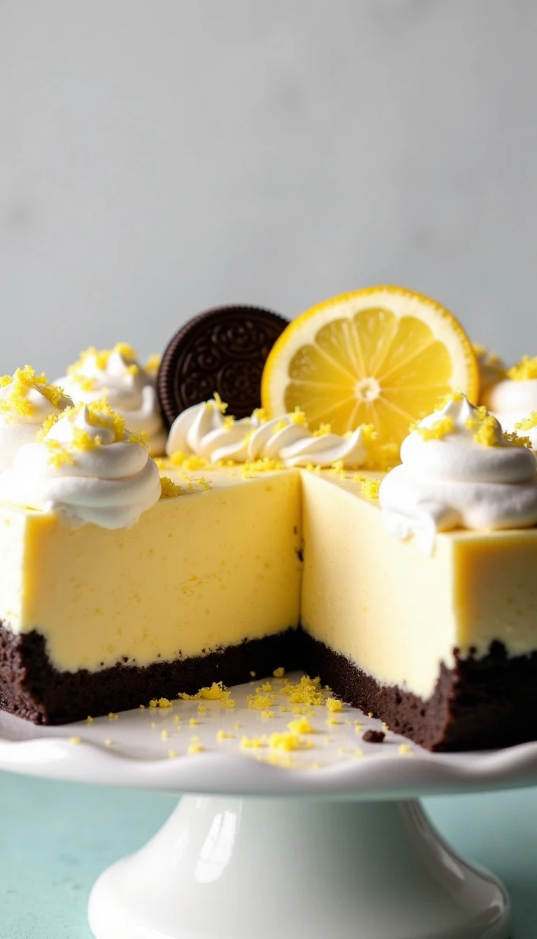 No-Bake Lemon Oreo Crust Cheesecake Icebox Pie Recipe