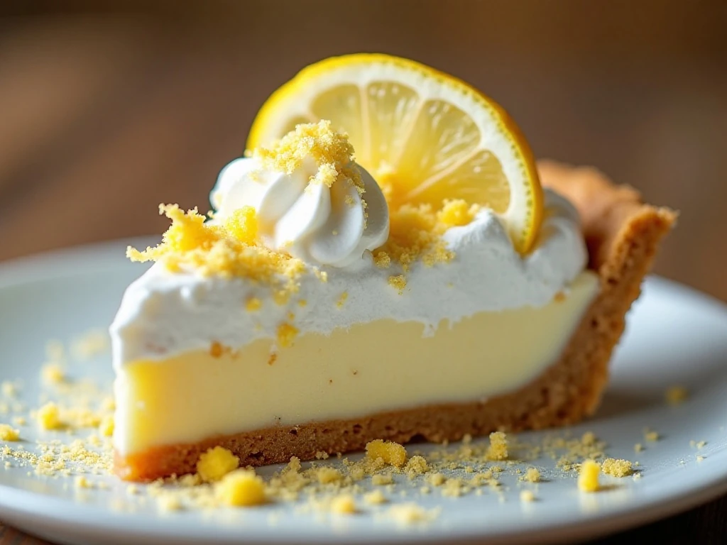 Garnished slice of lemon Oreo cheesecake icebox pie