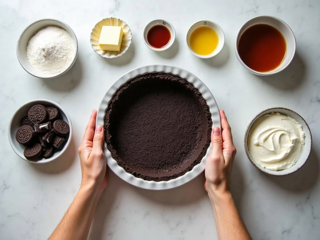 Ingredients for an easy no-bake Oreo pie