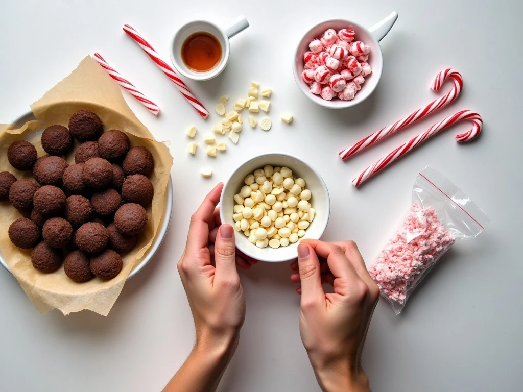 Ingredients for no-bake peppermint bark cookies