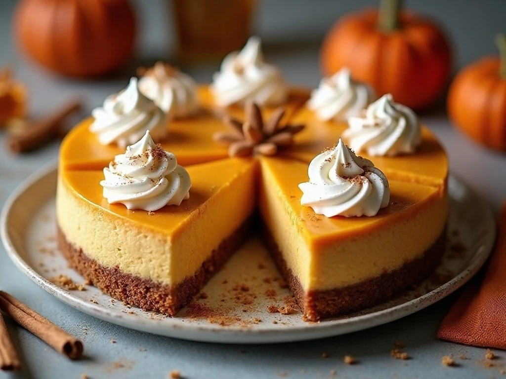 No-bake pumpkin cheesecake prepared for an autumn dessert table