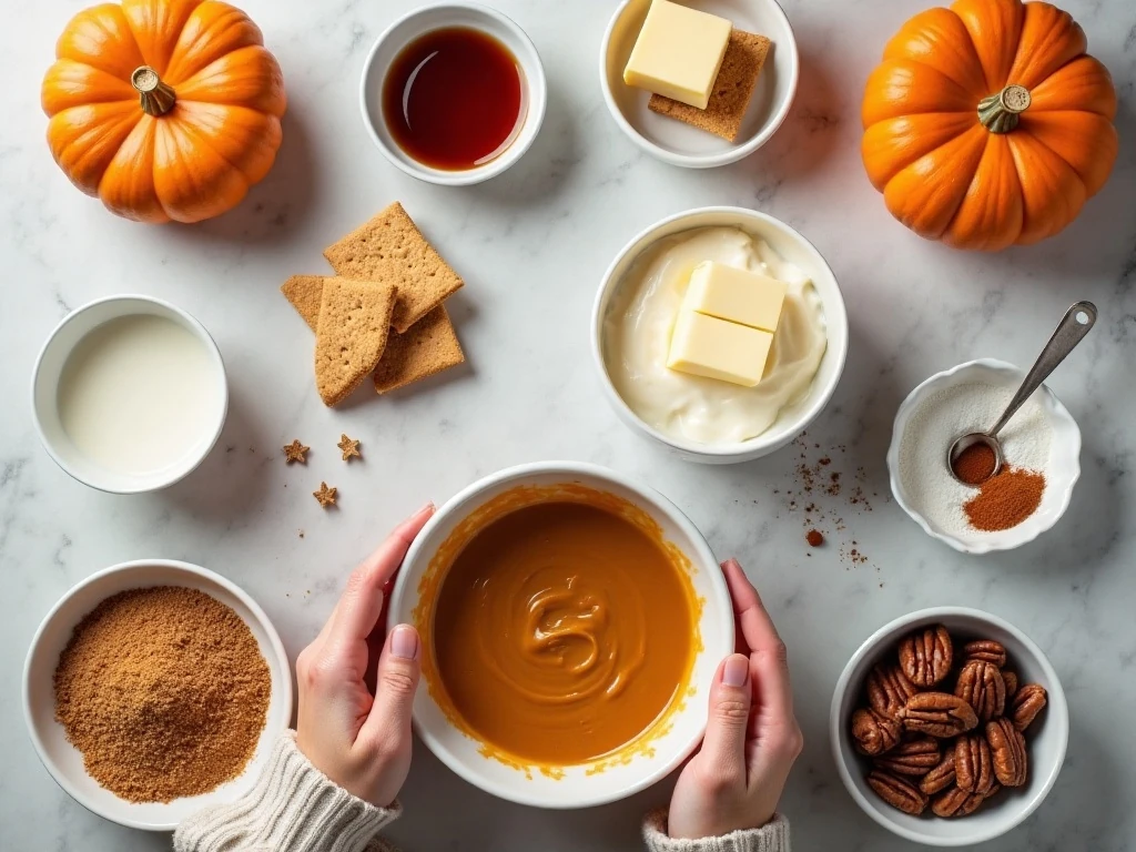 Ingredients for no-bake pumpkin cheesecake