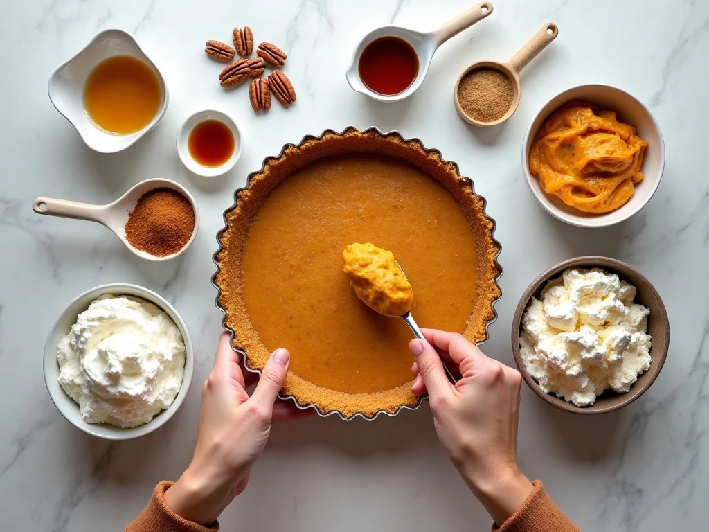 Ingredients for easy no-bake pumpkin cream cheese dessert
