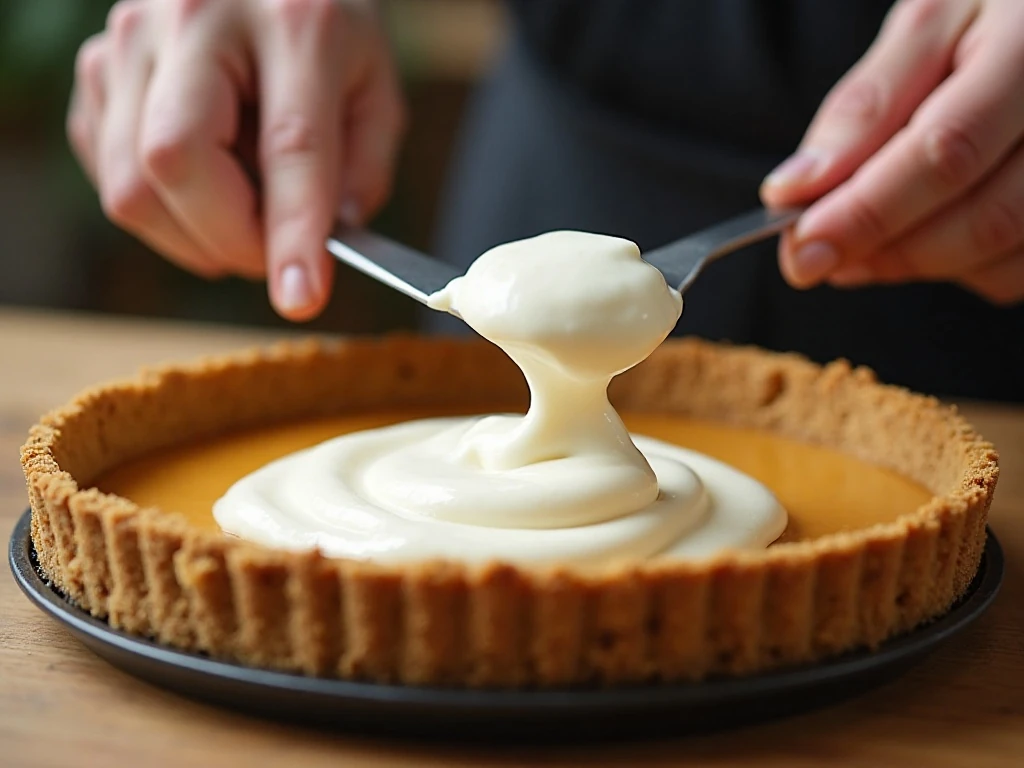 Folding whipped topping into pumpkin cream cheese filling