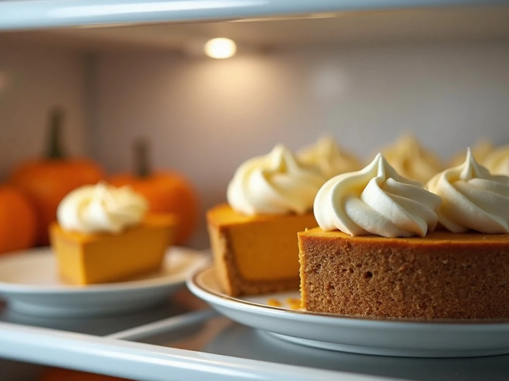 Chilled no-bake pumpkin cream cheese pie ready for serving
