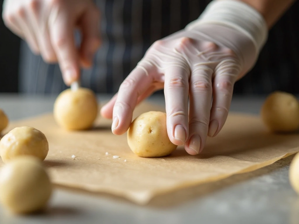 Rolling vanilla cookie truffle balls for cake pops