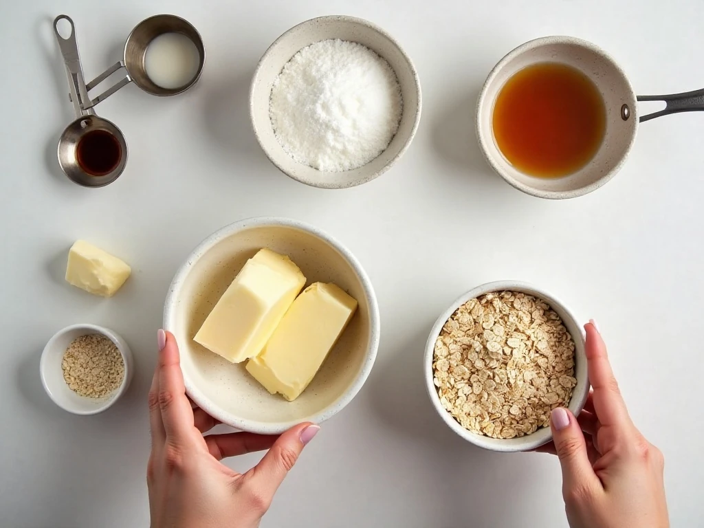 Ingredients for no-bake vanilla cookies