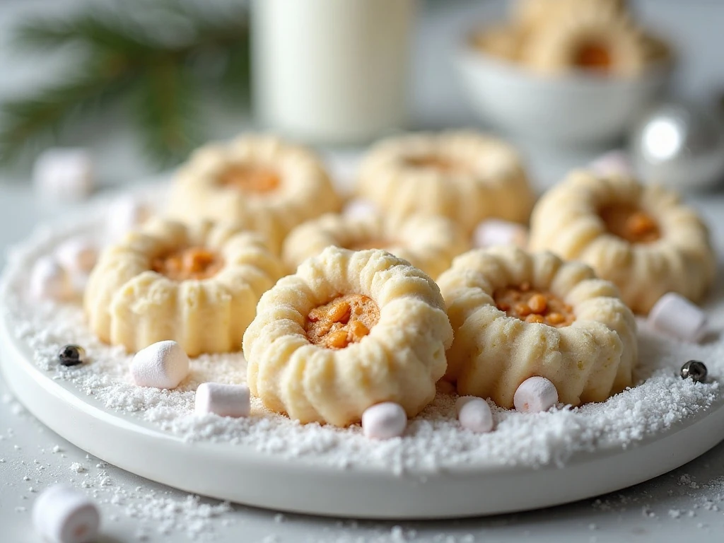 No-bake winter white cookies arranged on a festive platter