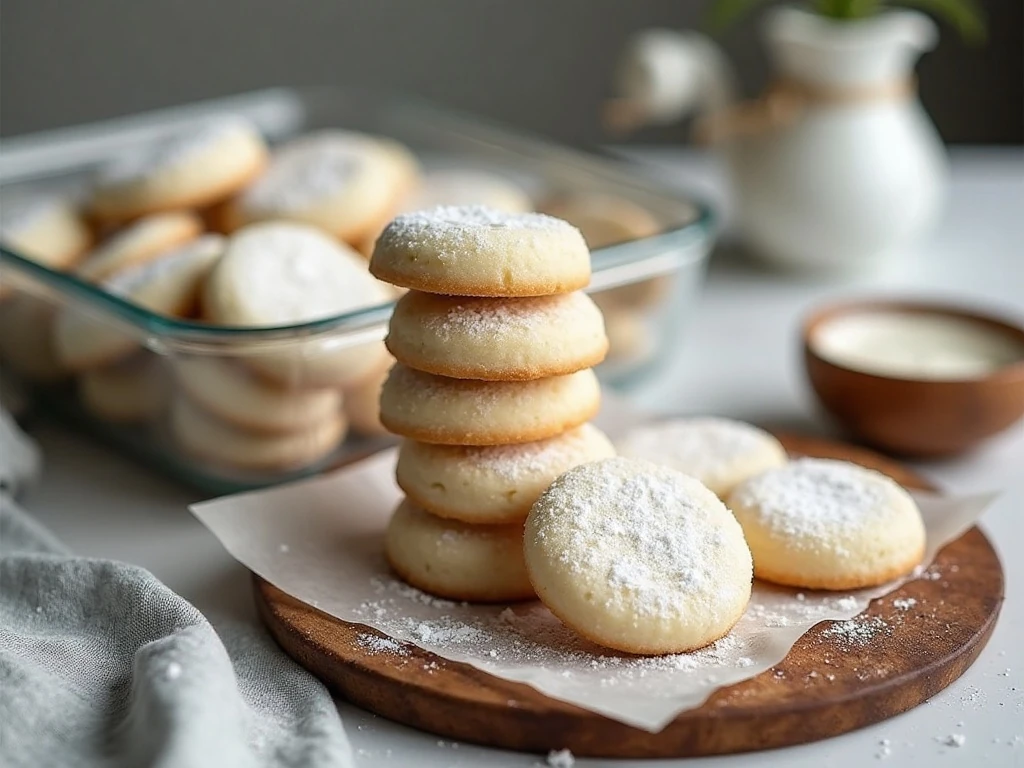 Stored no-bake winter white cookies in an airtight container