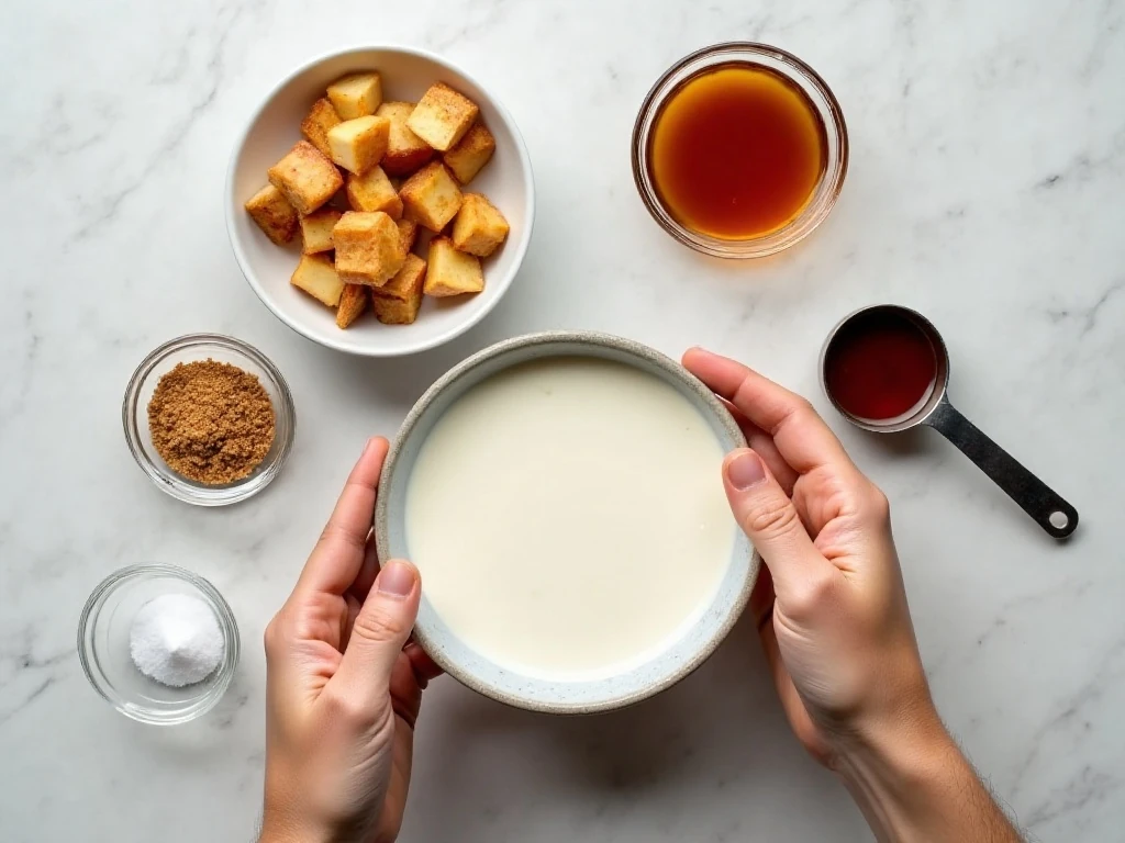 Ingredients for easy no-churn apple pie ice cream