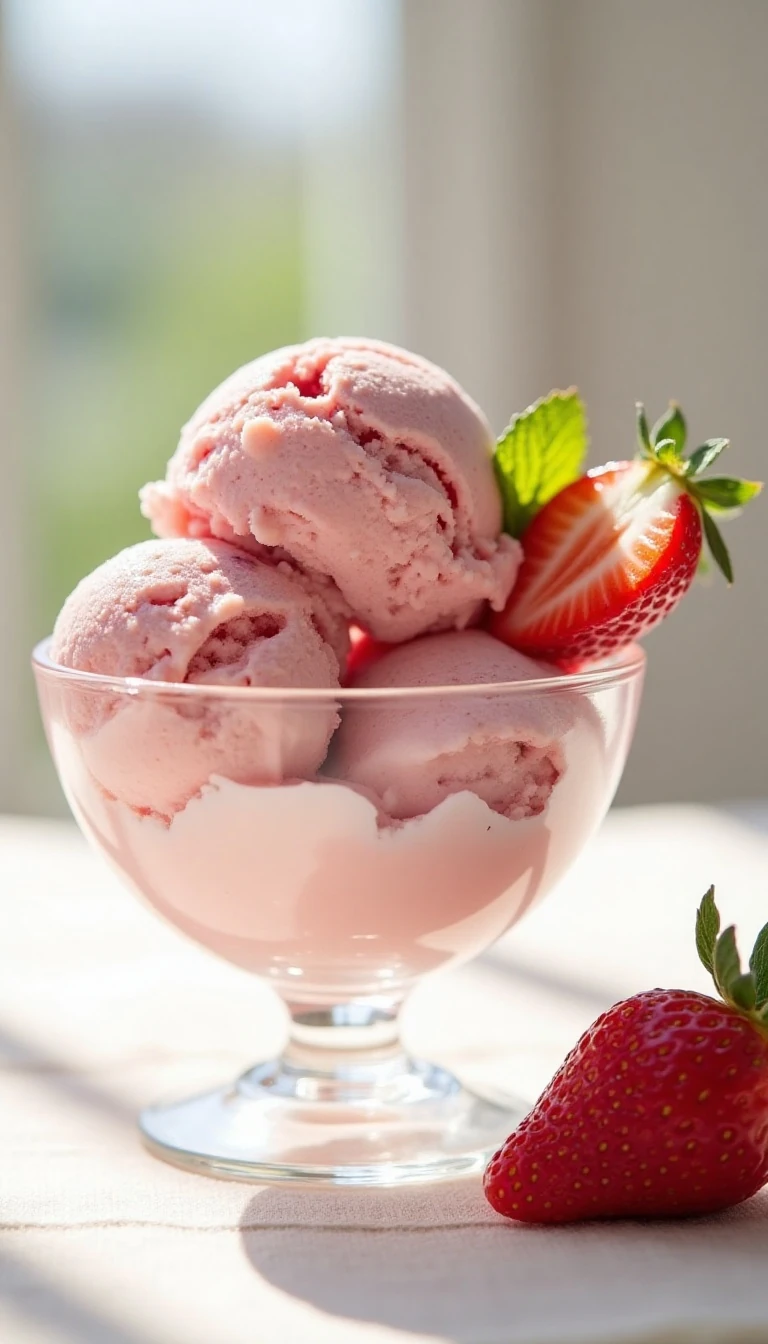 Easy No-Churn Strawberry Vanilla Ice Cream Recipe