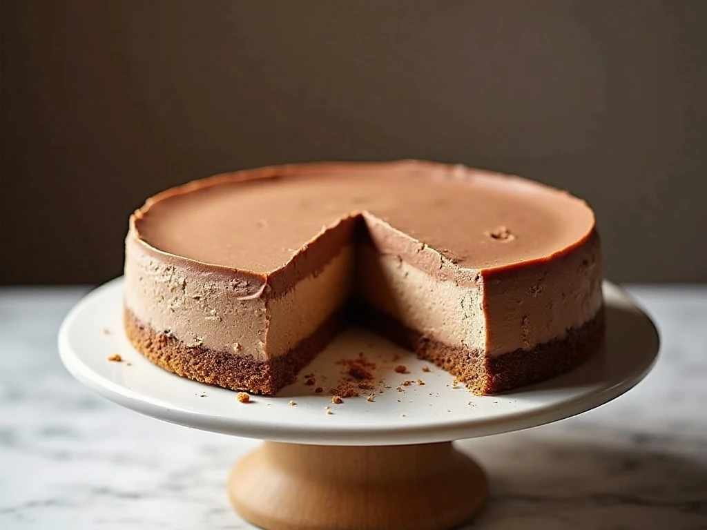 No-bake Nutella cheesecake with a creamy filling and digestive biscuit crust