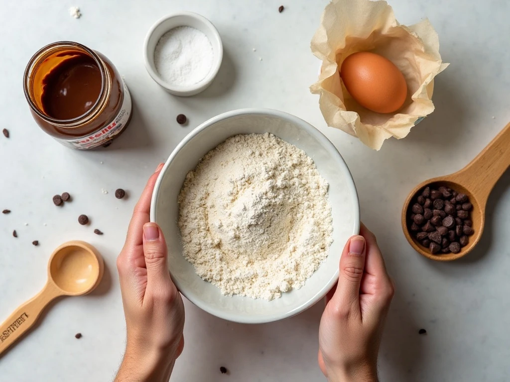 Ingredients for an easy Nutella cookie recipe