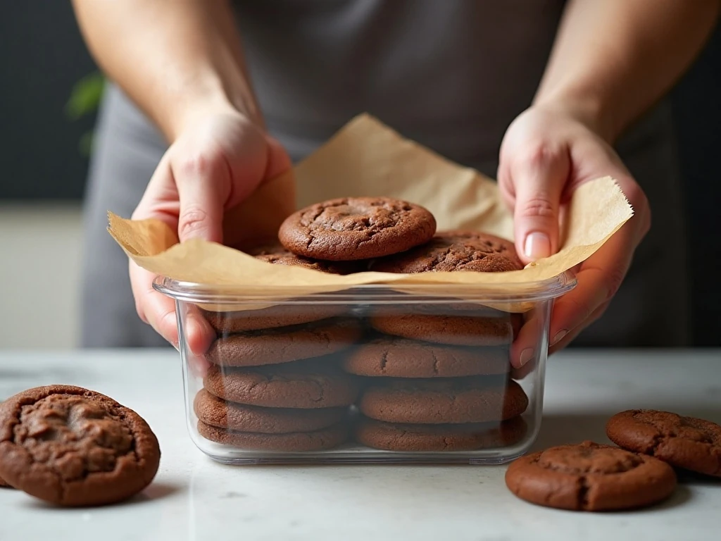 Storing cooled Nutella cookies in an airtight container