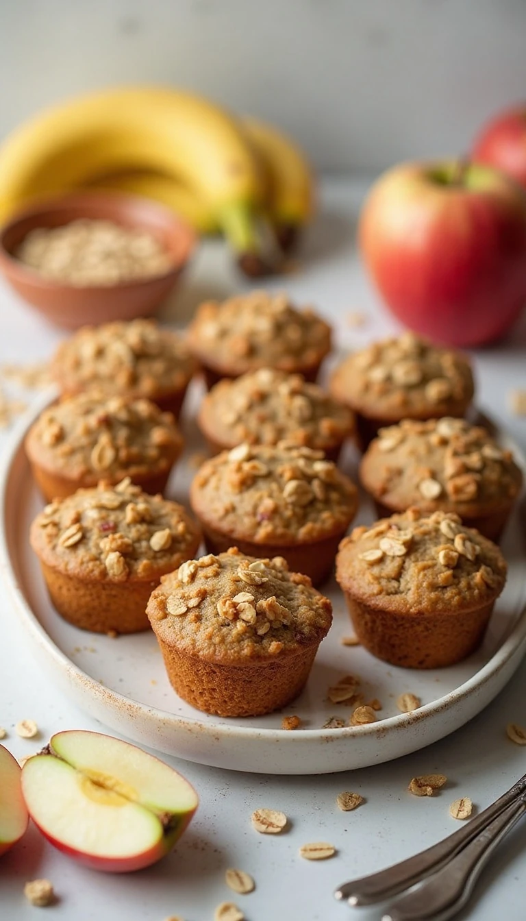 Healthy Oatmeal Apple Banana Muffins (Low Fat Recipe)
