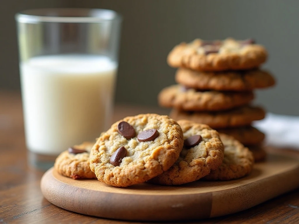 Oatmeal Milky Way cookies served with milk and ready for storage
