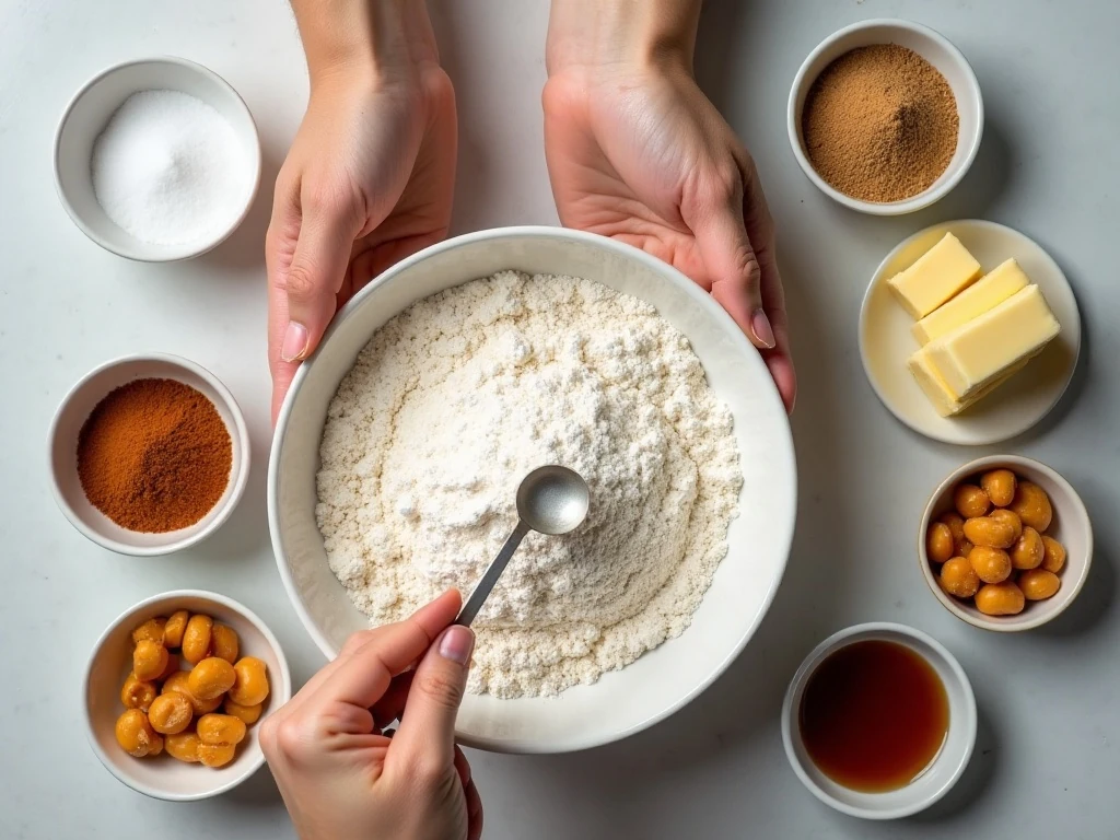 Ingredients for oatmeal Scotchies cookies arranged on a counter