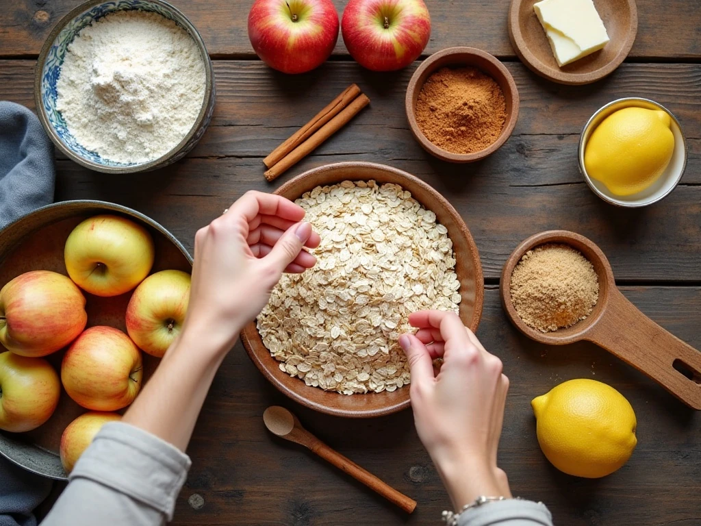 Ingredients for old-fashioned apple crisp