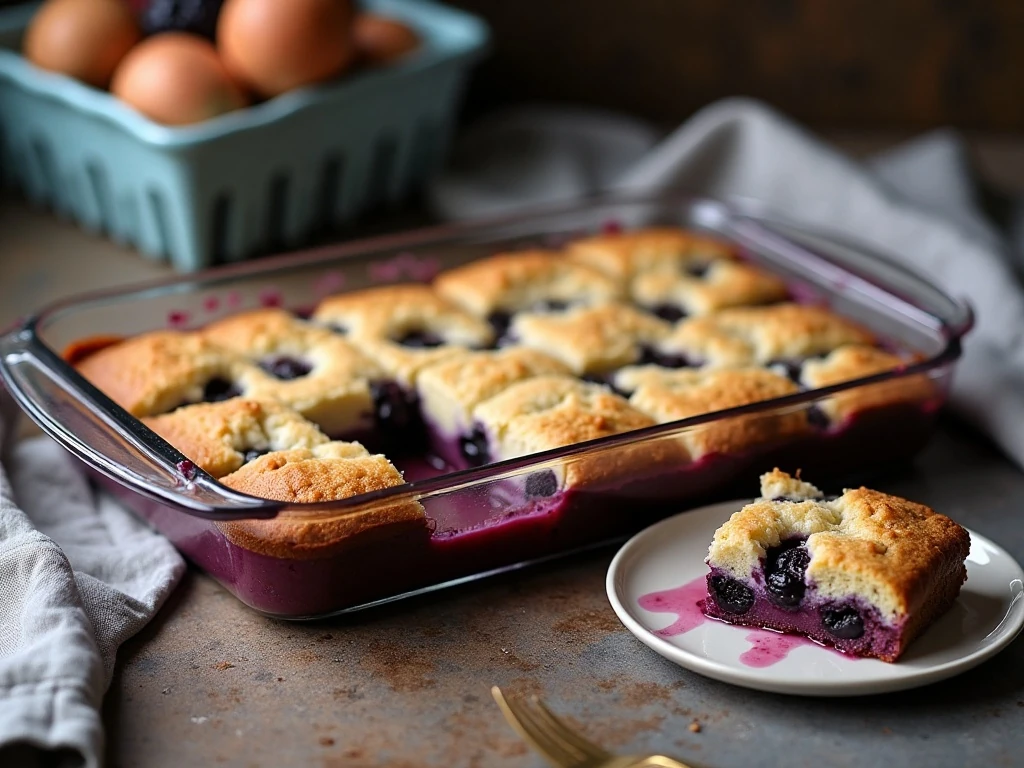 Blueberry buckle squares ready for serving and storage