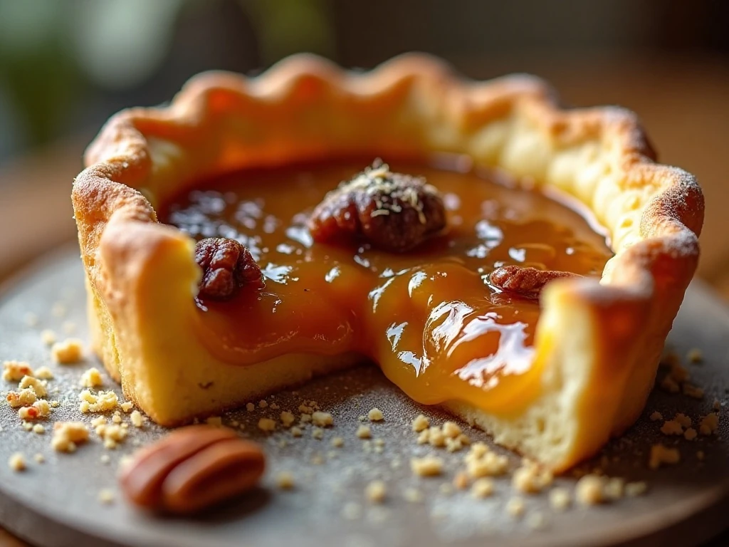Gooey butter tart center with raisins and pecans