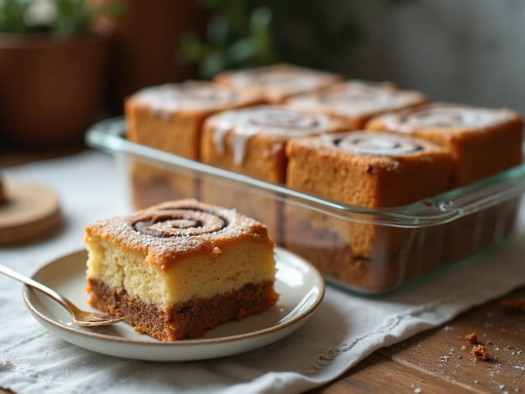 Cinnamon roll cake slices ready for storage and serving