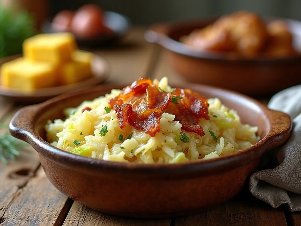 Old-fashioned cooked cabbage with bacon served as a comforting Southern side dish