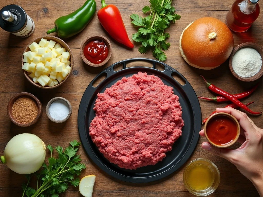 Ingredients for homemade old-fashioned sloppy joes