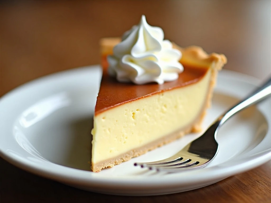 Clean slice of chilled sugar cream pie ready to serve