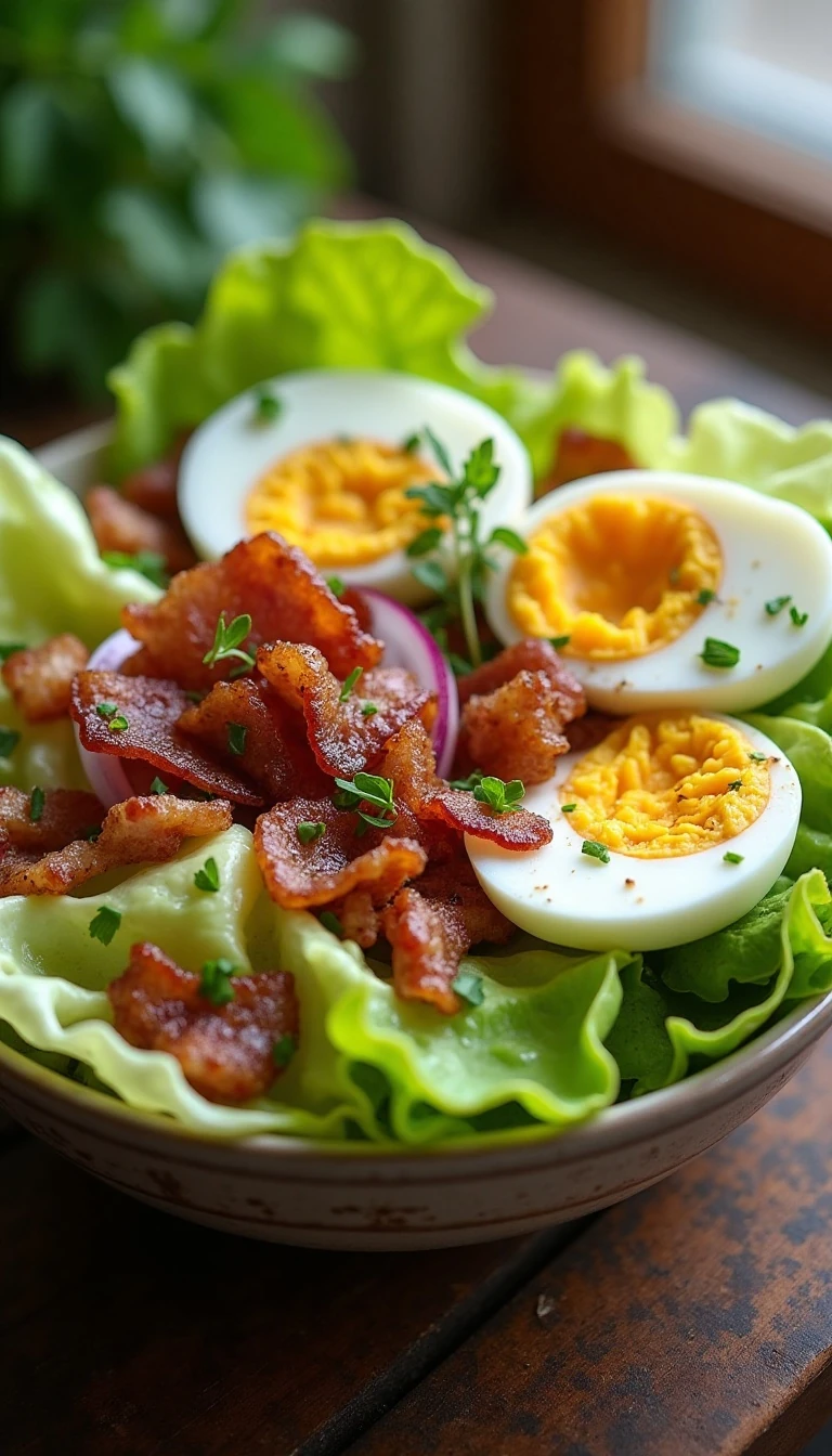 Old-Fashioned Wilted Lettuce Salad Recipe with Warm Bacon Dressing