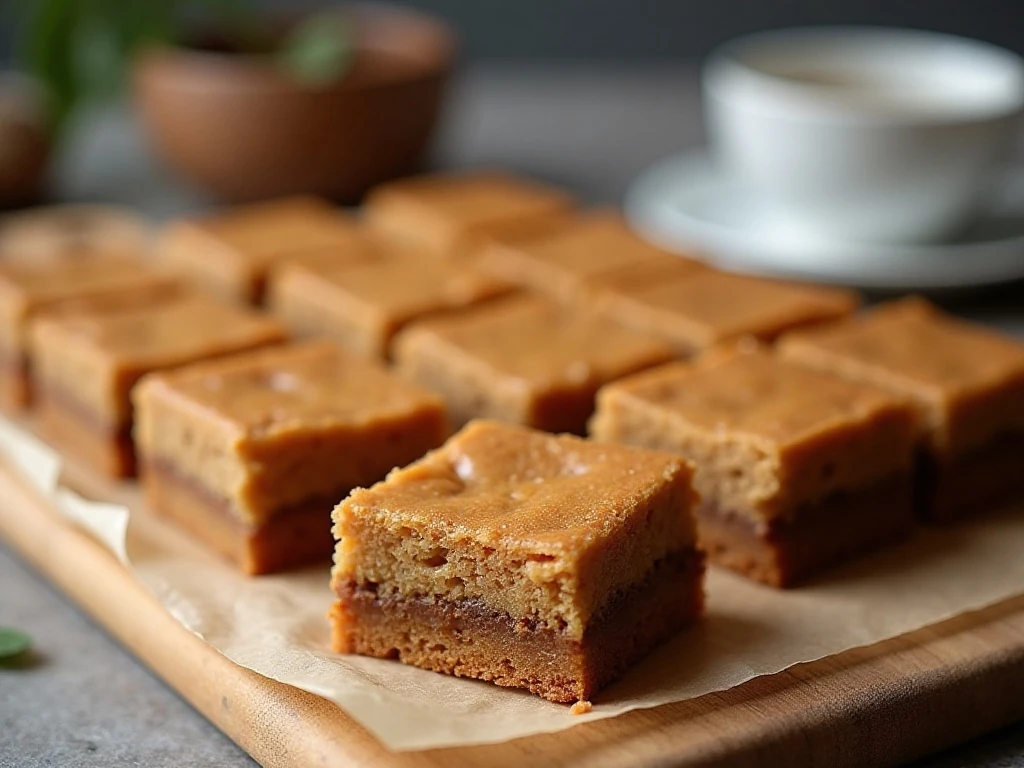 Butterscotch blondies ready to serve