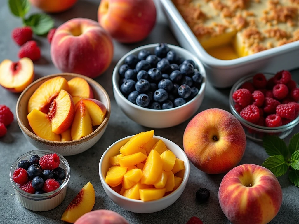 Fresh, frozen, and canned fruit options for one-cup cobbler