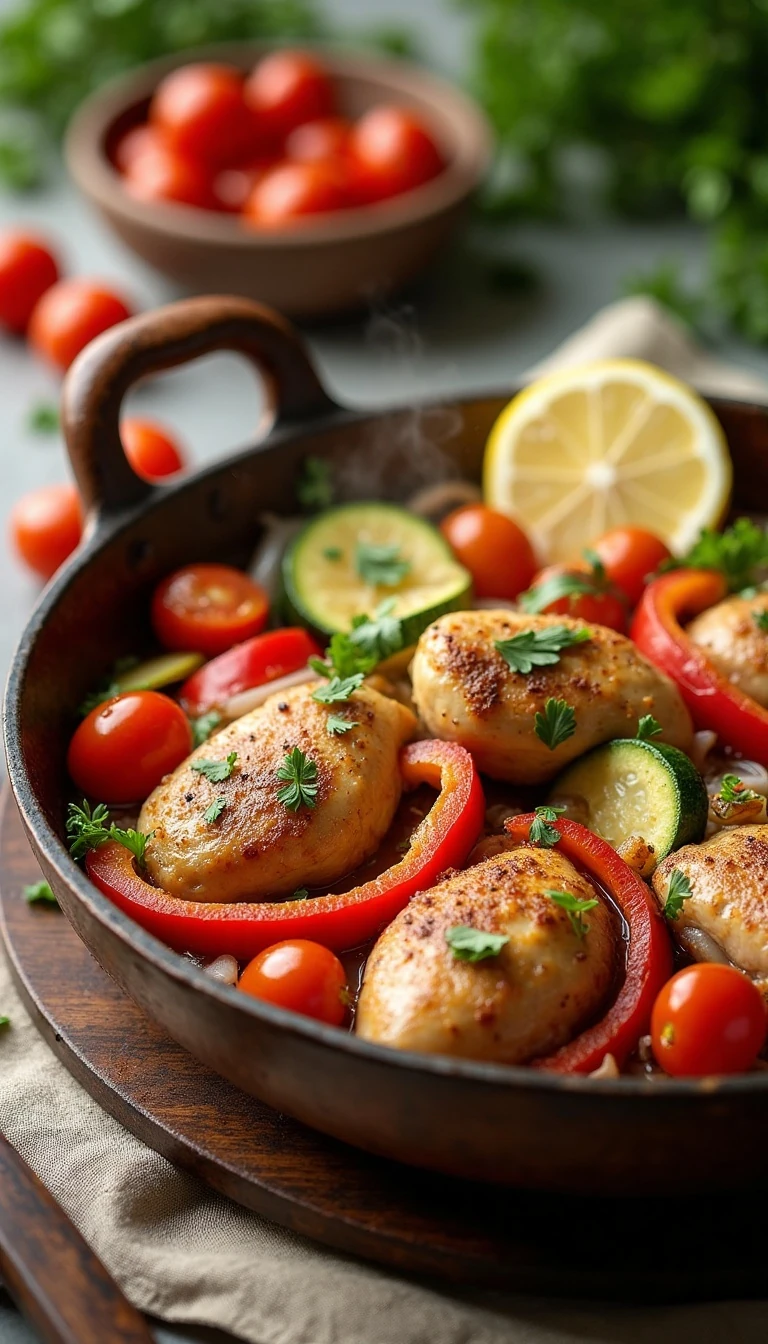 Easy One-Pan Chicken and Vegetables Skillet Recipe