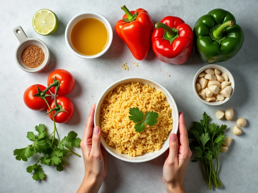 Ingredients for chicken fajita pasta with orzo