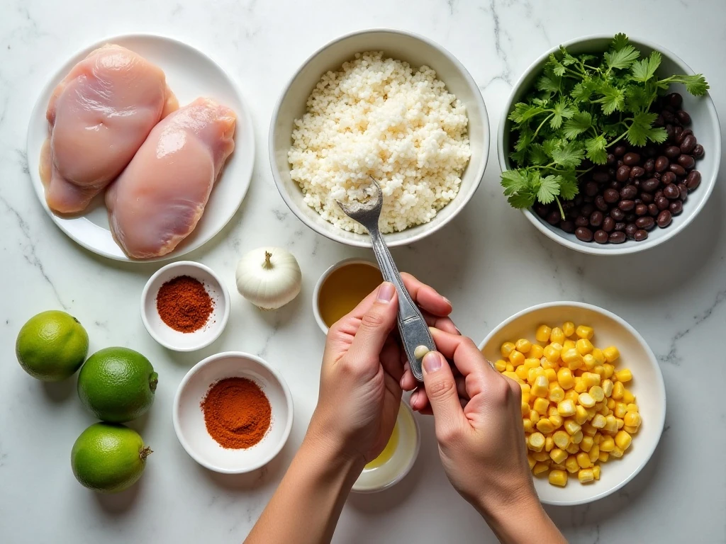 Ingredients for one-pot chili lime chicken