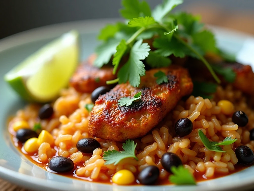 Chili lime chicken garnished with cilantro and lime wedges