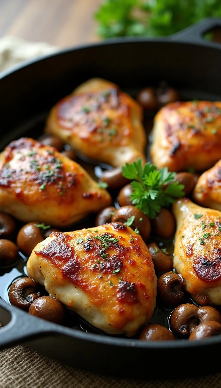 One-Pot Garlic Butter Chicken Thighs and Mushrooms Recipe