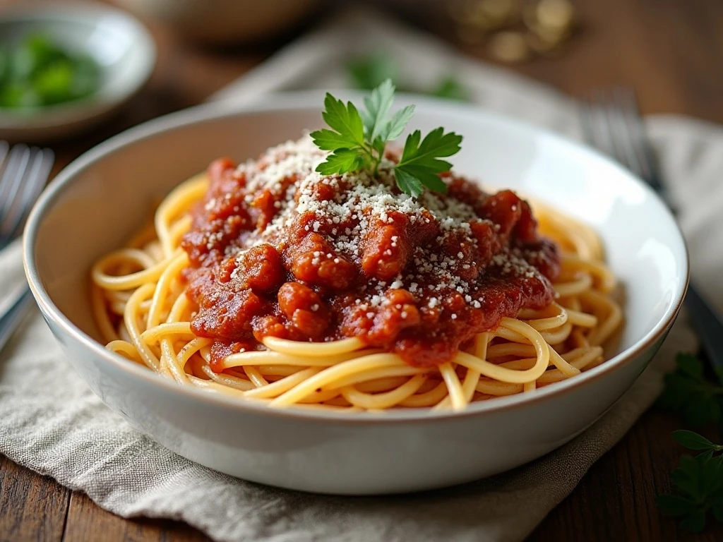 Finished one-pot spaghetti dinner with meat sauce
