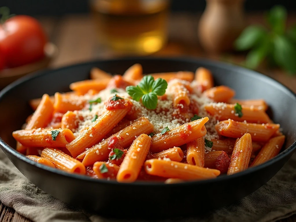 One-pot turkey Parmesan pasta served in a skillet
