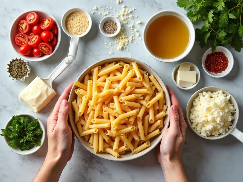 Ingredients for one-pot turkey Parmesan pasta