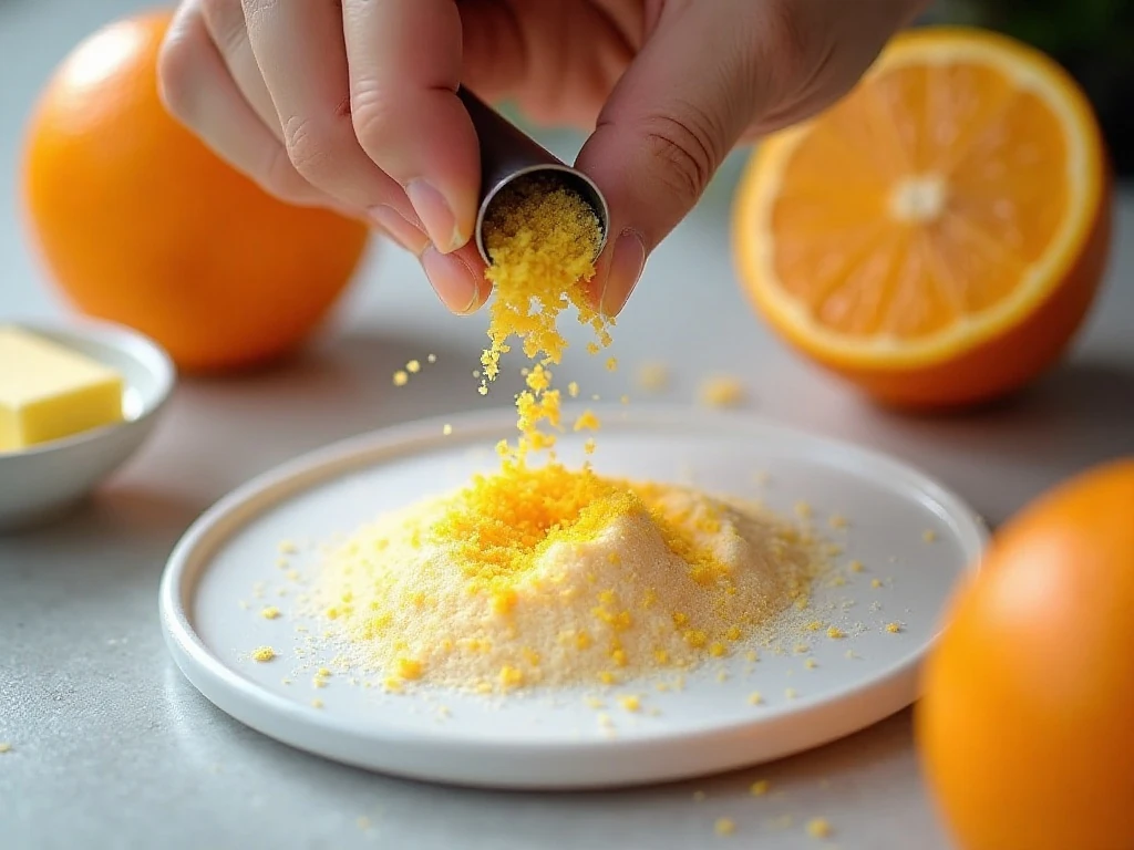 Fresh orange zest used to flavor orange cookie dough