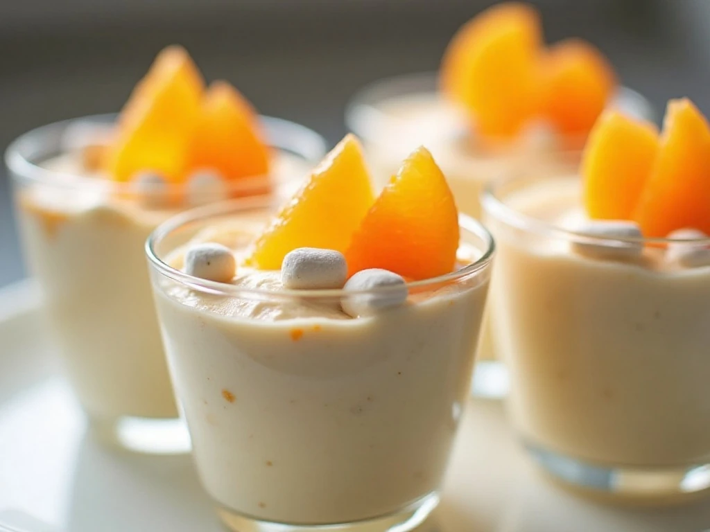 Individual servings of Orange Fluff with citrus garnish