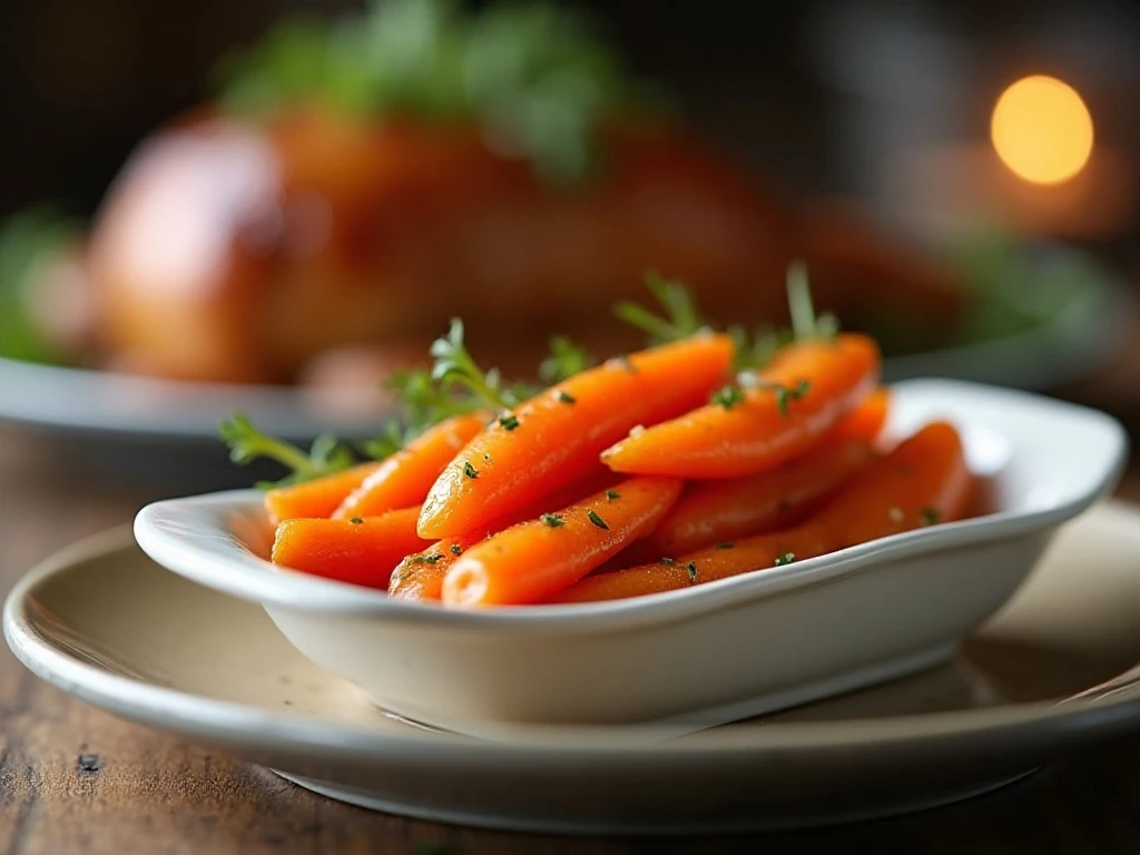 Glossy orange glazed carrots served as a colorful side dish