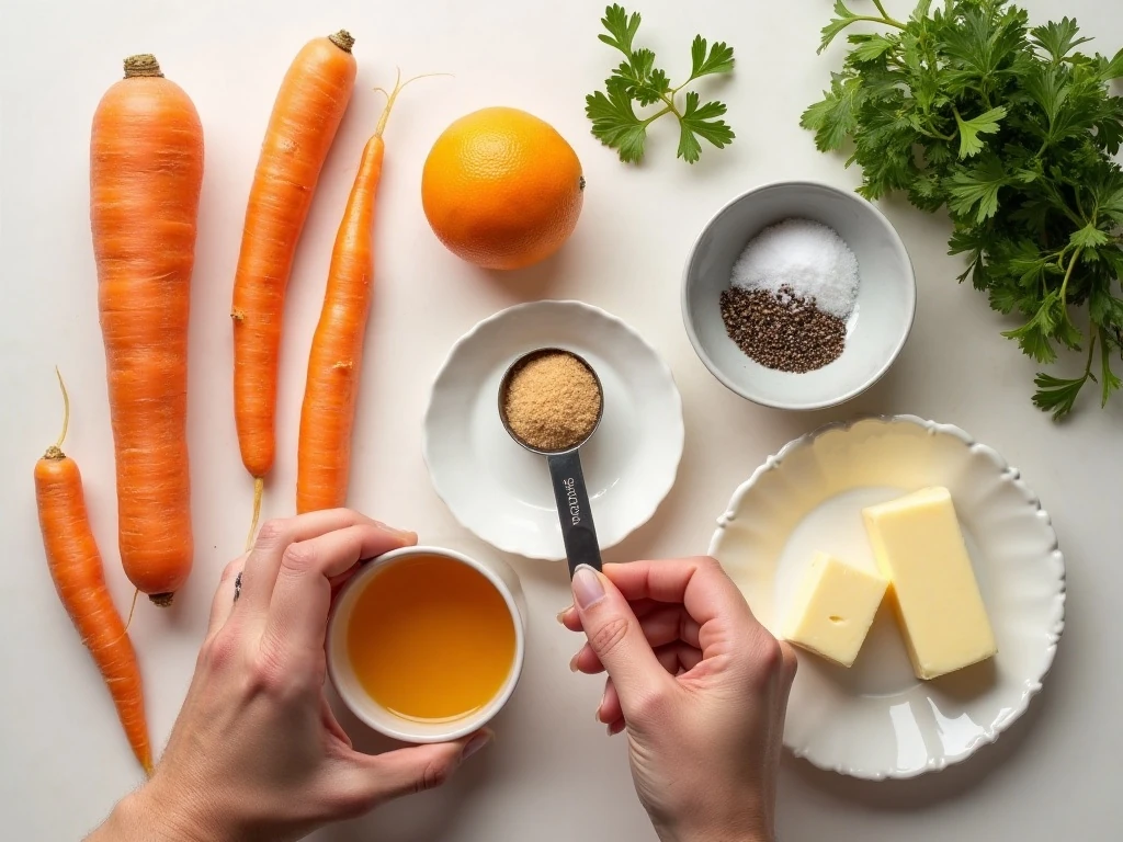 Ingredients for easy orange glazed carrots