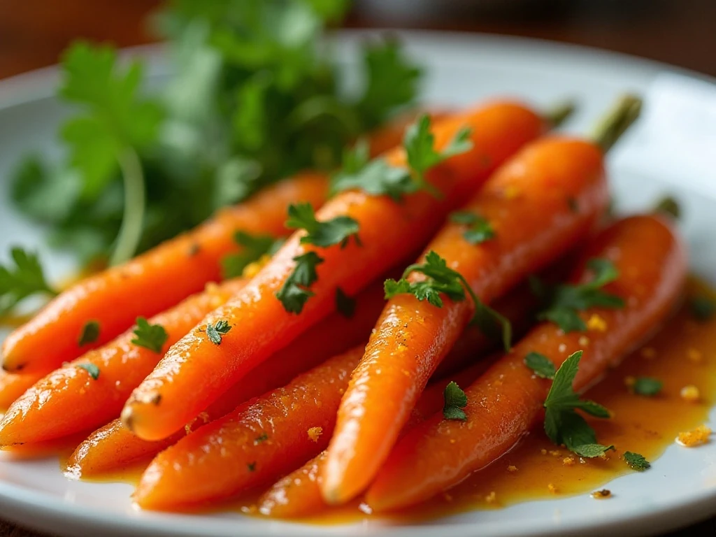 Orange glazed carrots finished with fresh parsley
