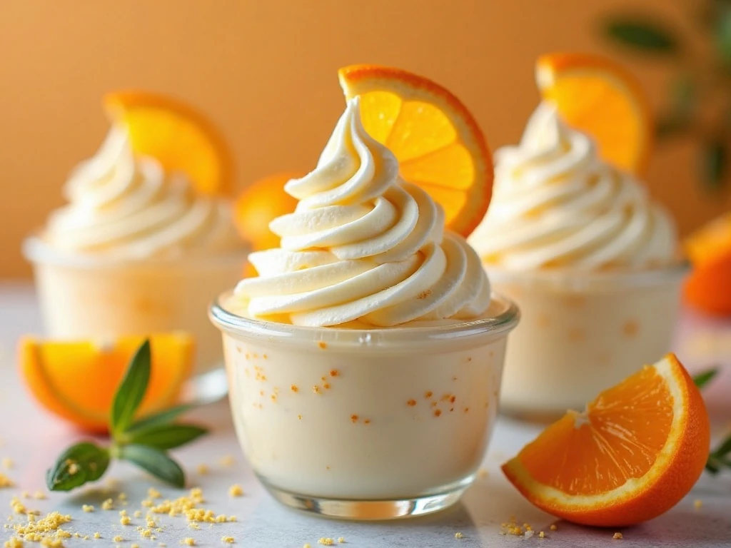Orange vanilla cream fluff prepared for a dessert table