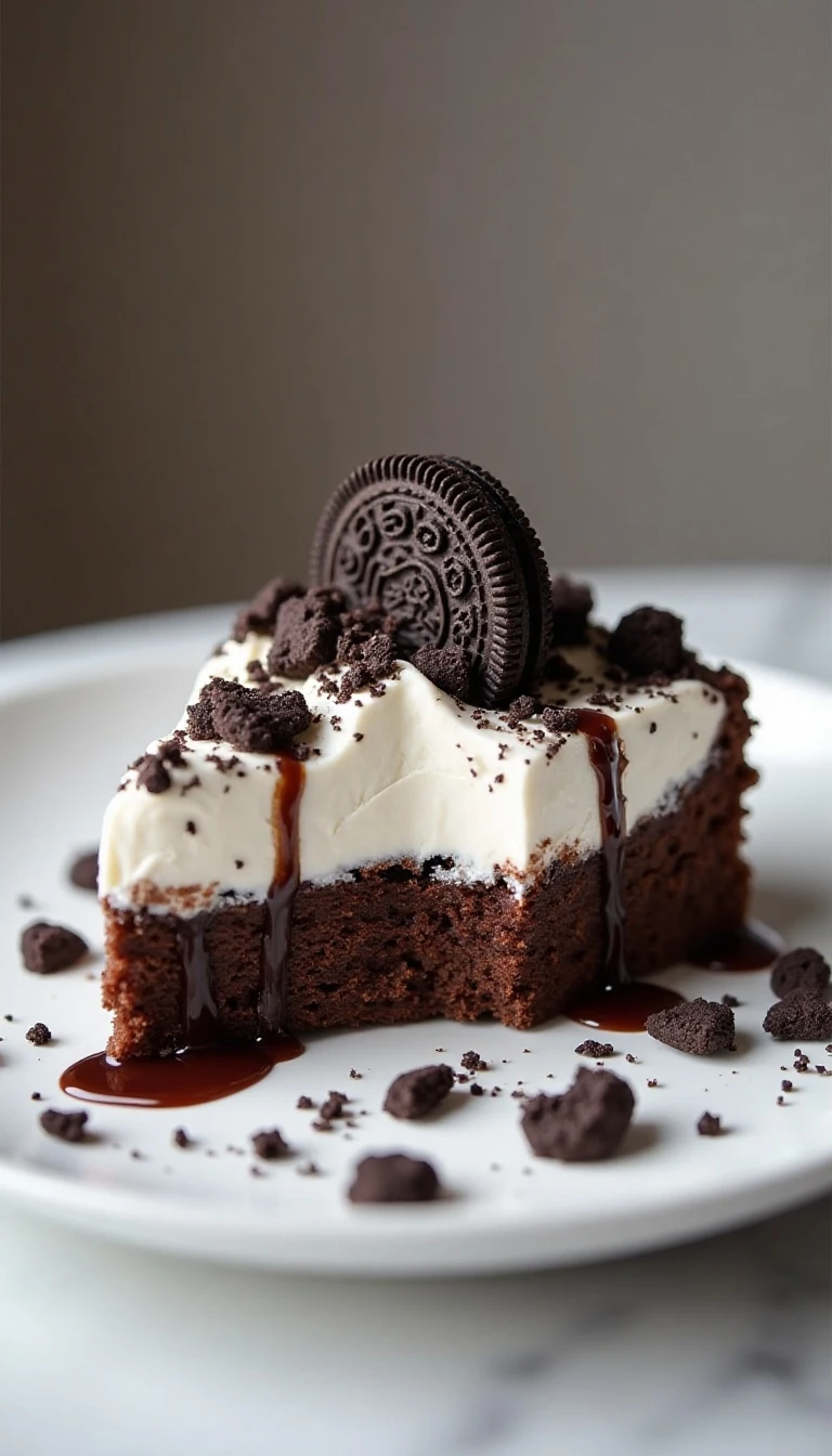 Easy Oreo Poke Cake Recipe with Chocolate Cake and Creamy Cookie Topping