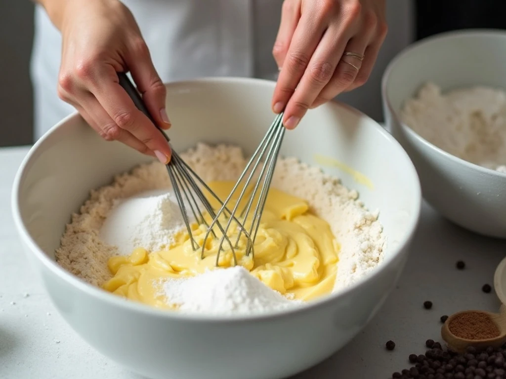Mixing the classic chocolate chip cookie dough