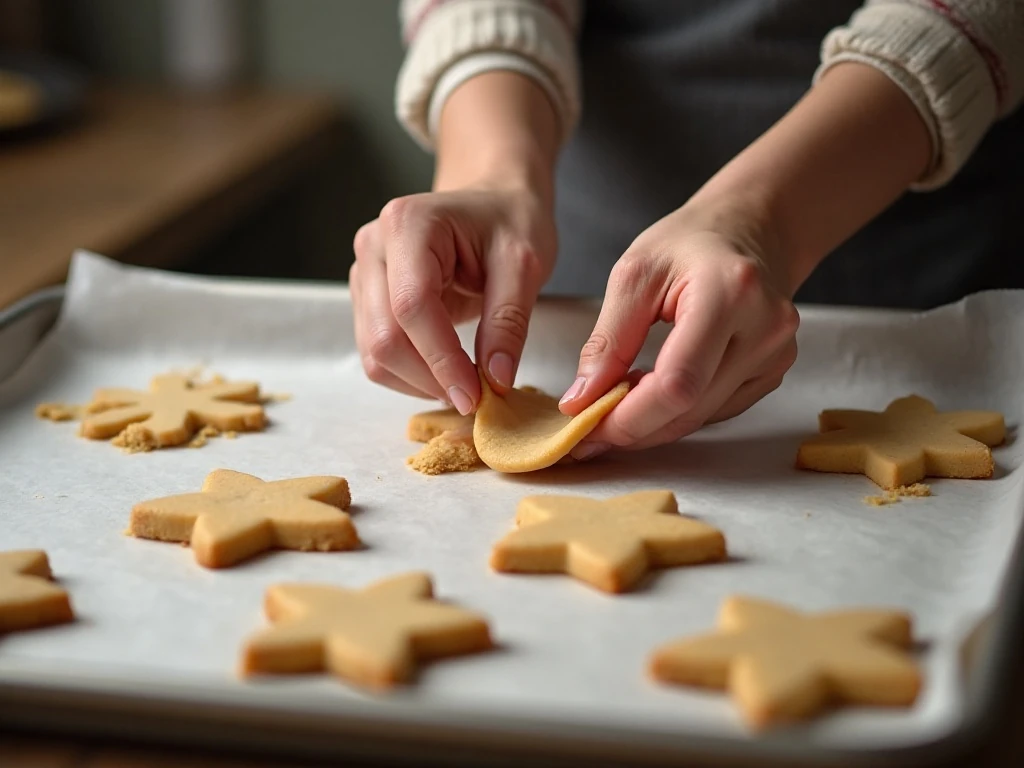 Shaped holiday cookie dough arranged on a parchment-lined tray for freezing