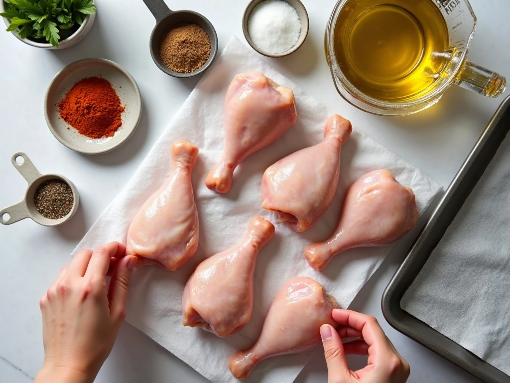 Ingredients for easy oven-baked chicken drumsticks