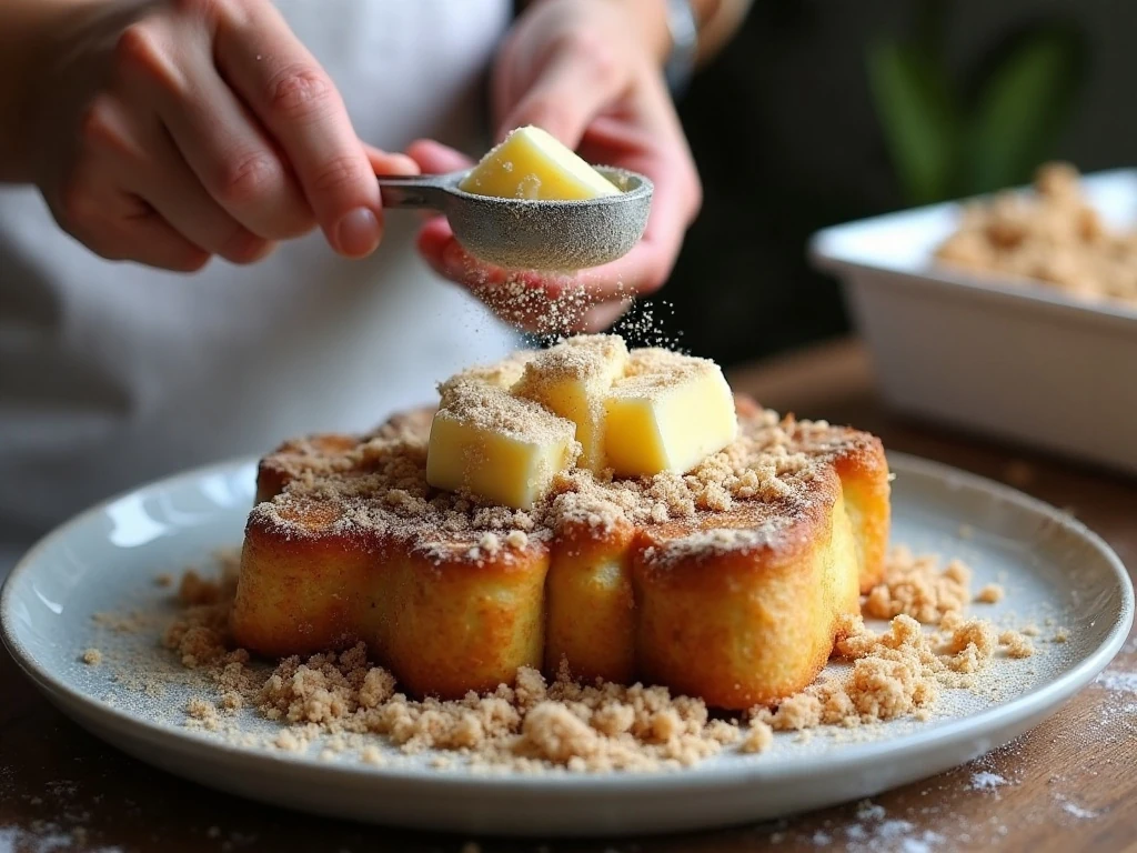 Making buttery streusel topping for French toast casserole